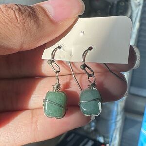 Green Stone Dangle Earrings